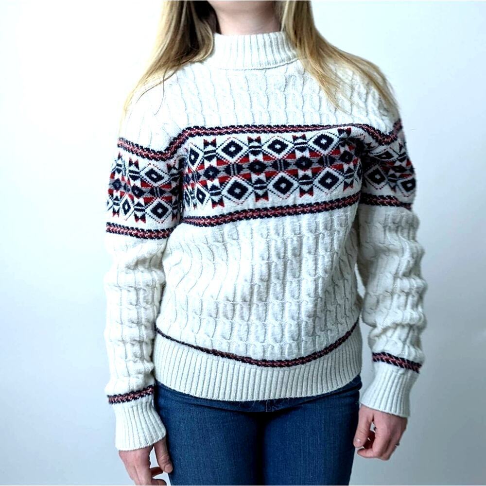Vintage 70's Lord Jeff Cable Knit Turtleneck Sweater - M